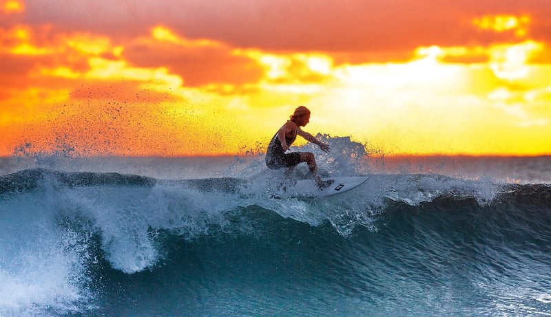 Surfer riding a wave